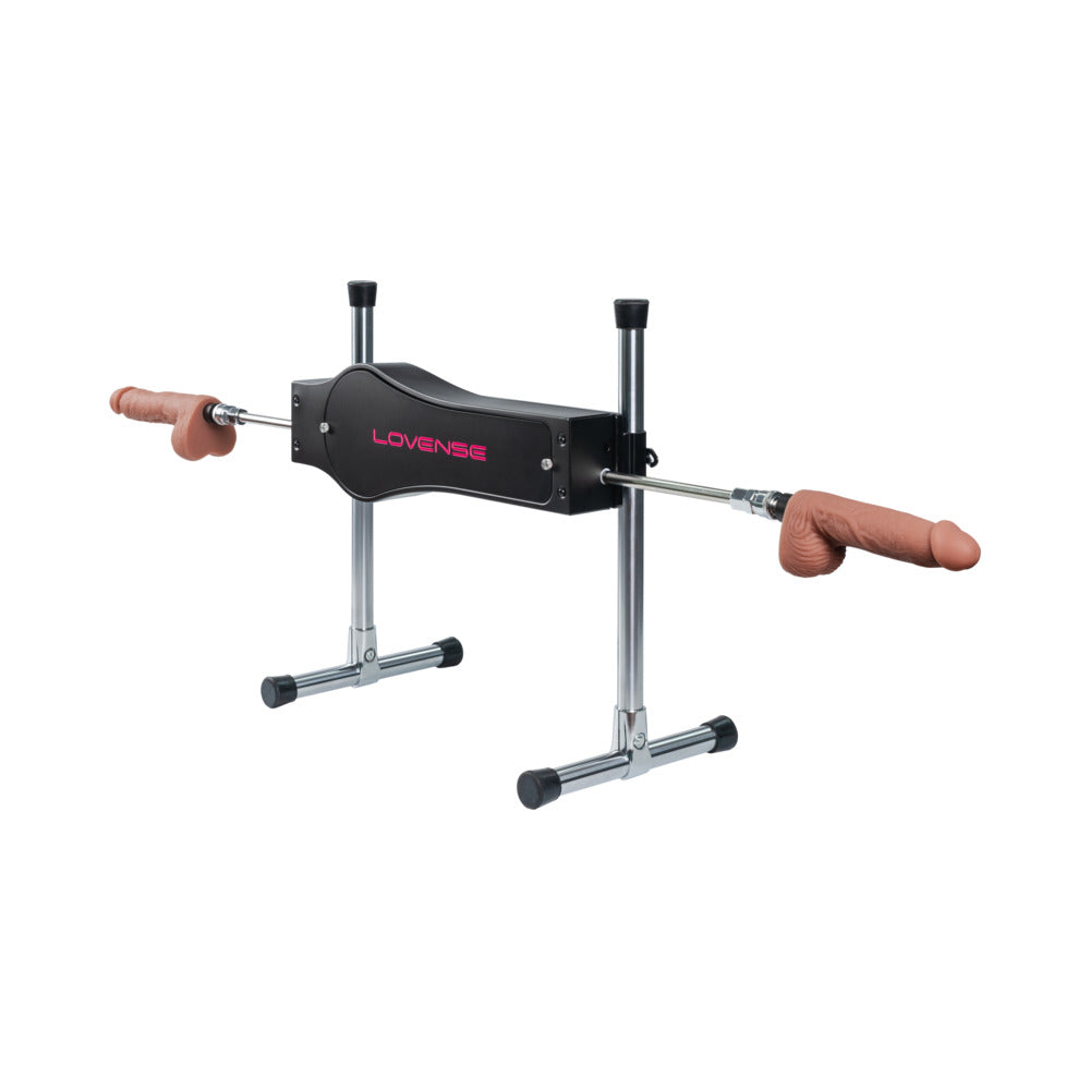 Lovense Bluetooth sex machine side view with silicone attachment mounted on the stand - BDSM Authority