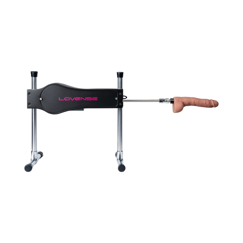 Lovense Bluetooth sex machine front angle on its adjustable stand - BDSM Authority