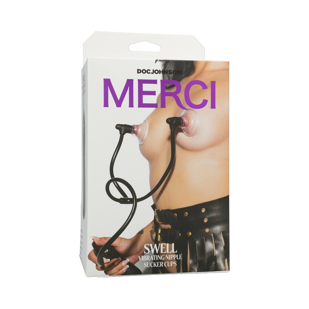 Merci Swell auto vibrating nipple sucker cups in black - BDSM Authority