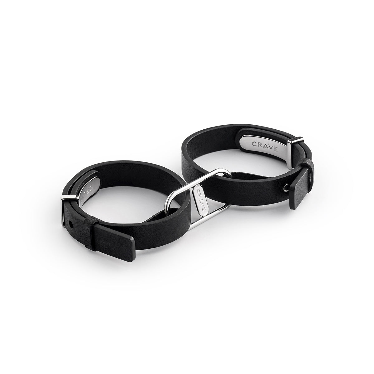 Crave ICON Cuffs black leather cuffs with stainless steel hardware - BDSM Authority