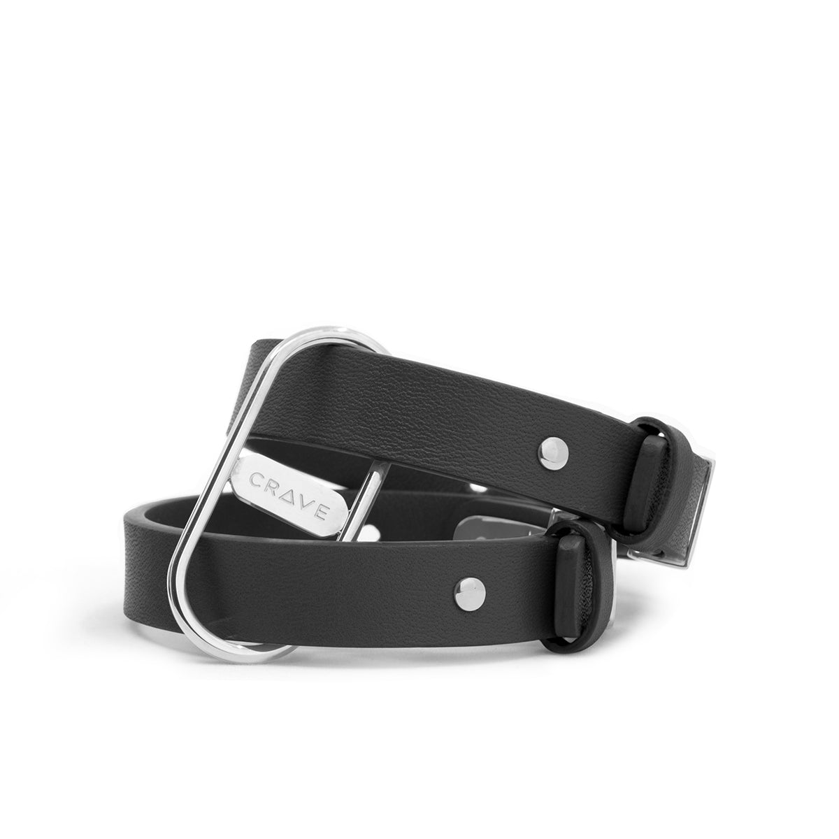 Crave ICON Cuffs leather bracelet restraints in black and silver - BDSM Authority