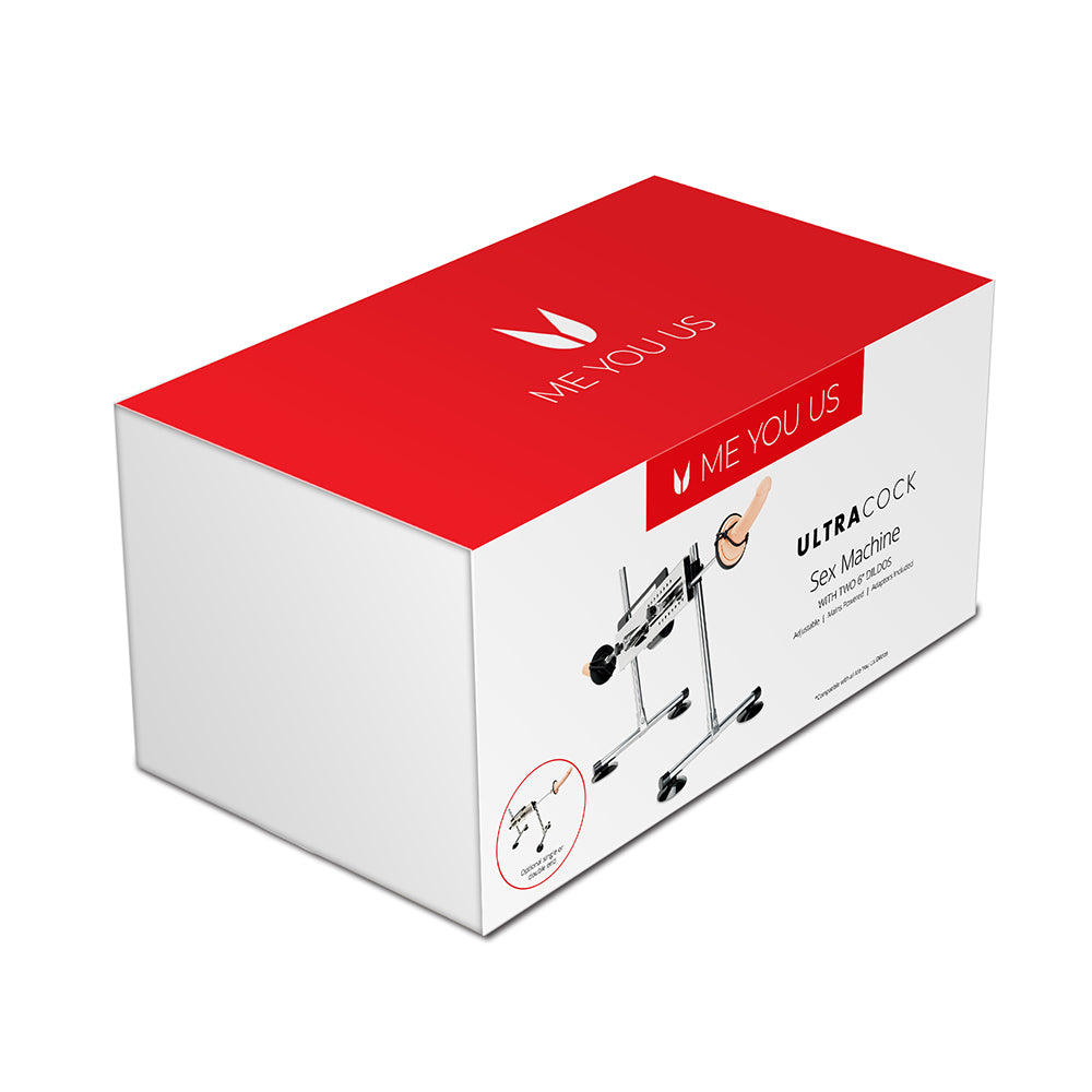 Me You Us UltraCock sex machine retail box showing the telescopic thrusting machine - BDSM Authority