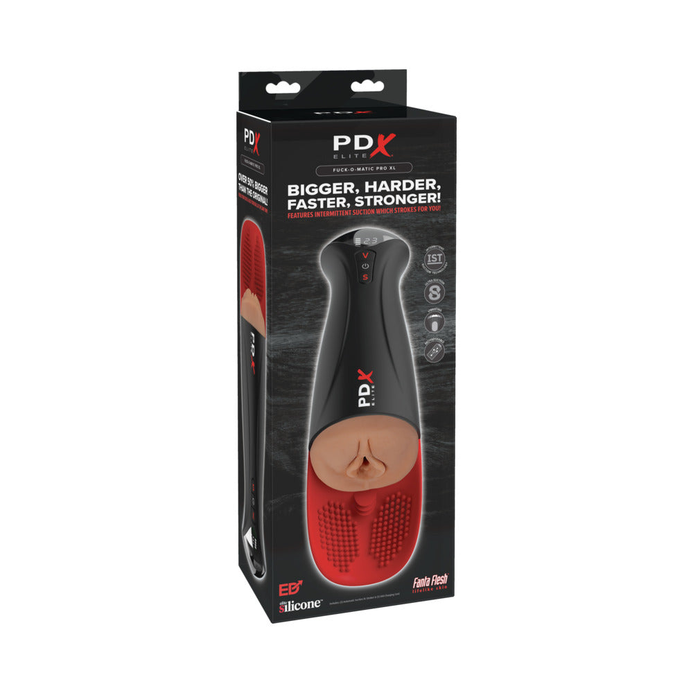 PDX Elite Fuck-O-Matic Pro XL intermittent suction stroker in brown - BDSM Authority