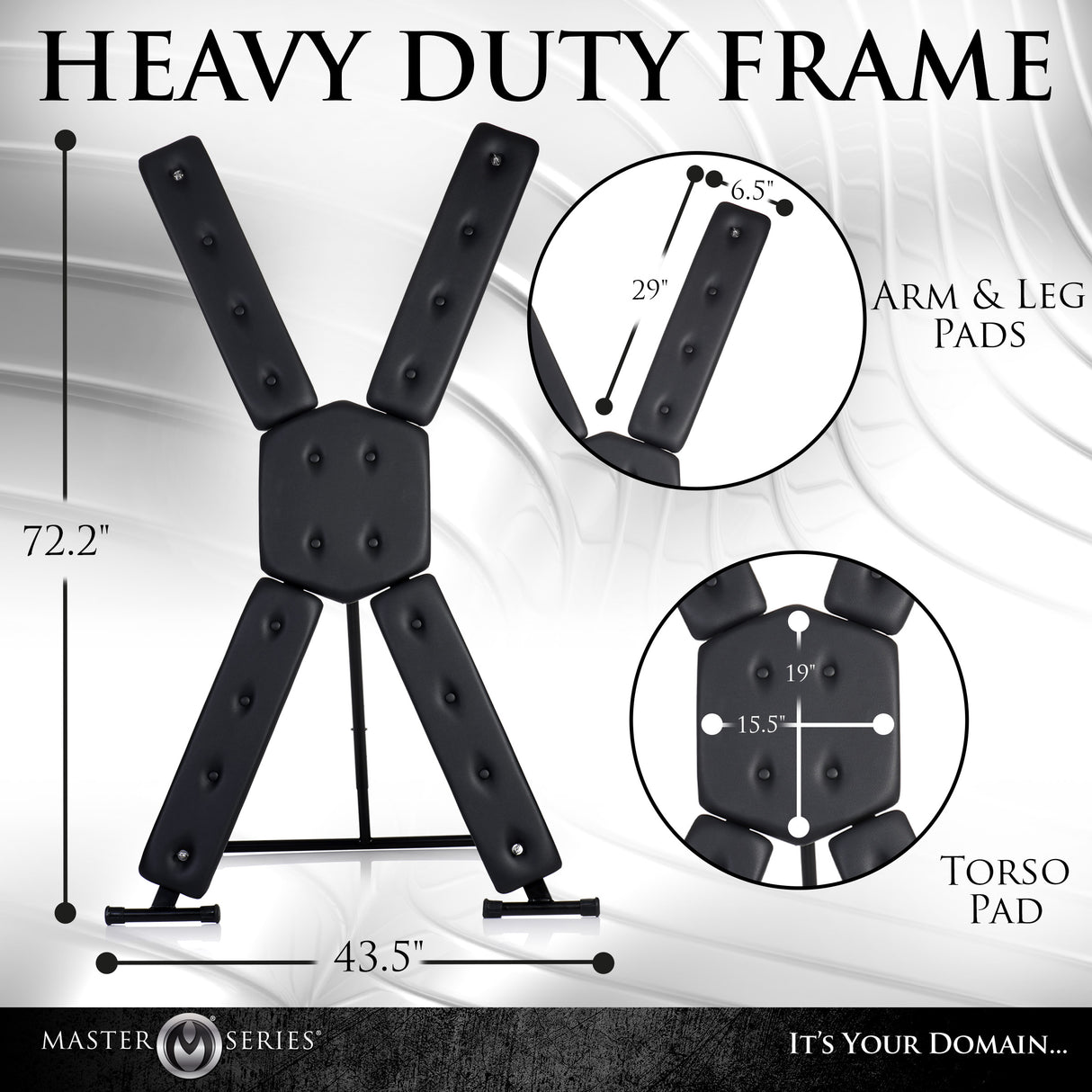 Deluxe St. Andrew's Cross angle view - BDSM Authority