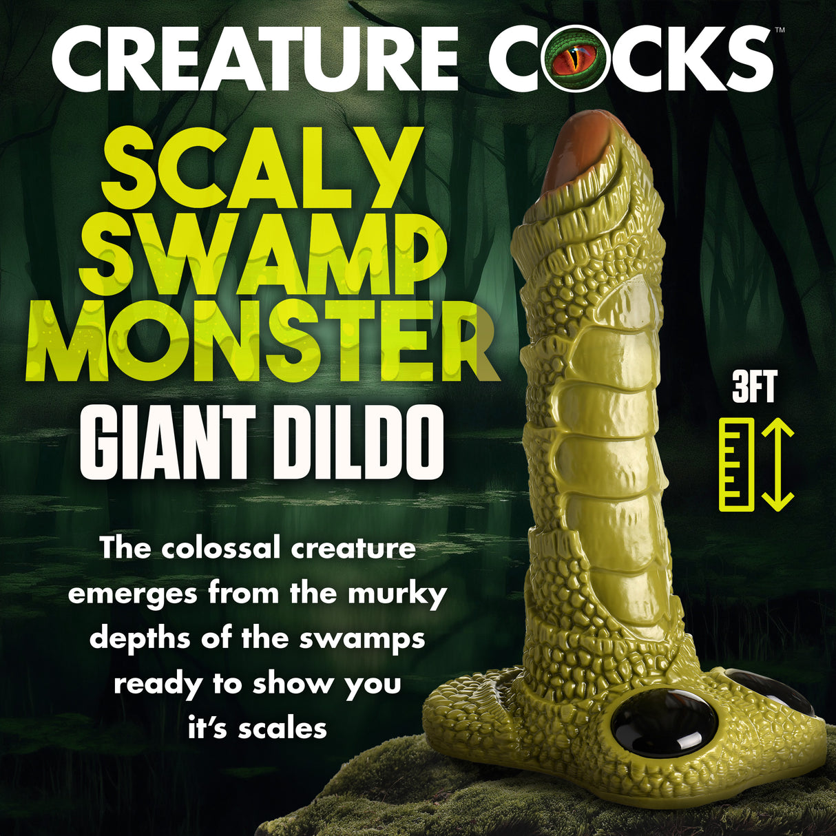 Scaly Swamp Monster 3 Foot Huge Dildo - view 2 - BDSM Authority