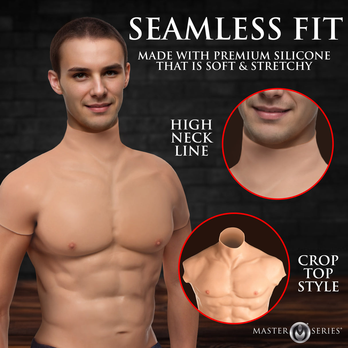 Silicone muscle chest worn view