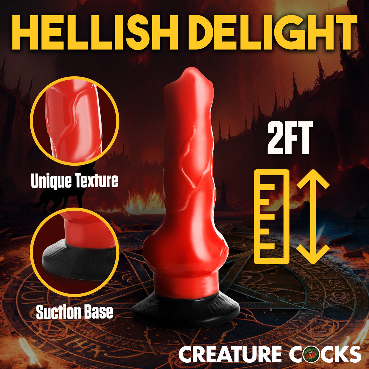 Giant Hell-Hound Canine 2ft Dildo - alternate angle showing scale - BDSM Authority