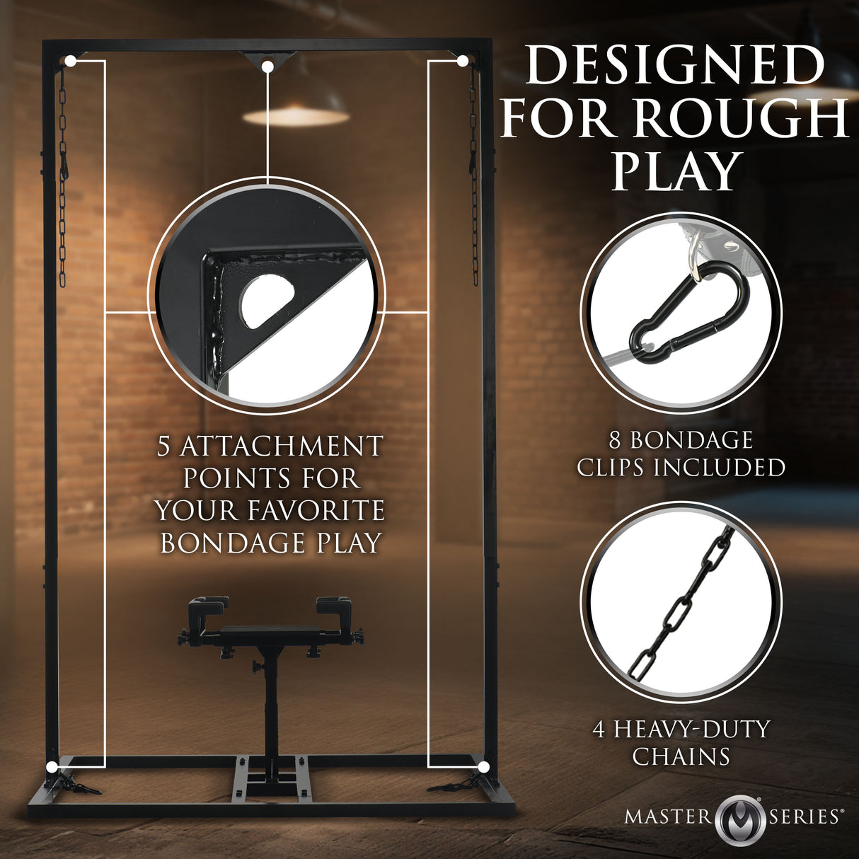 Pleasure Post Saddle Bondage Bench: angle view - BDSM Authority