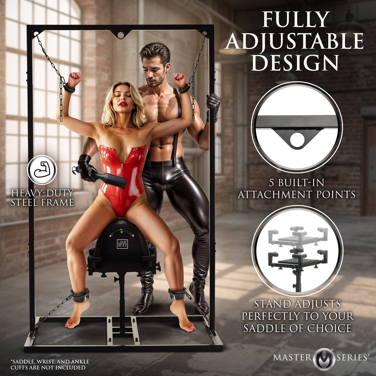 Pleasure Post Saddle Bondage Bench: close-up detail - BDSM Authority