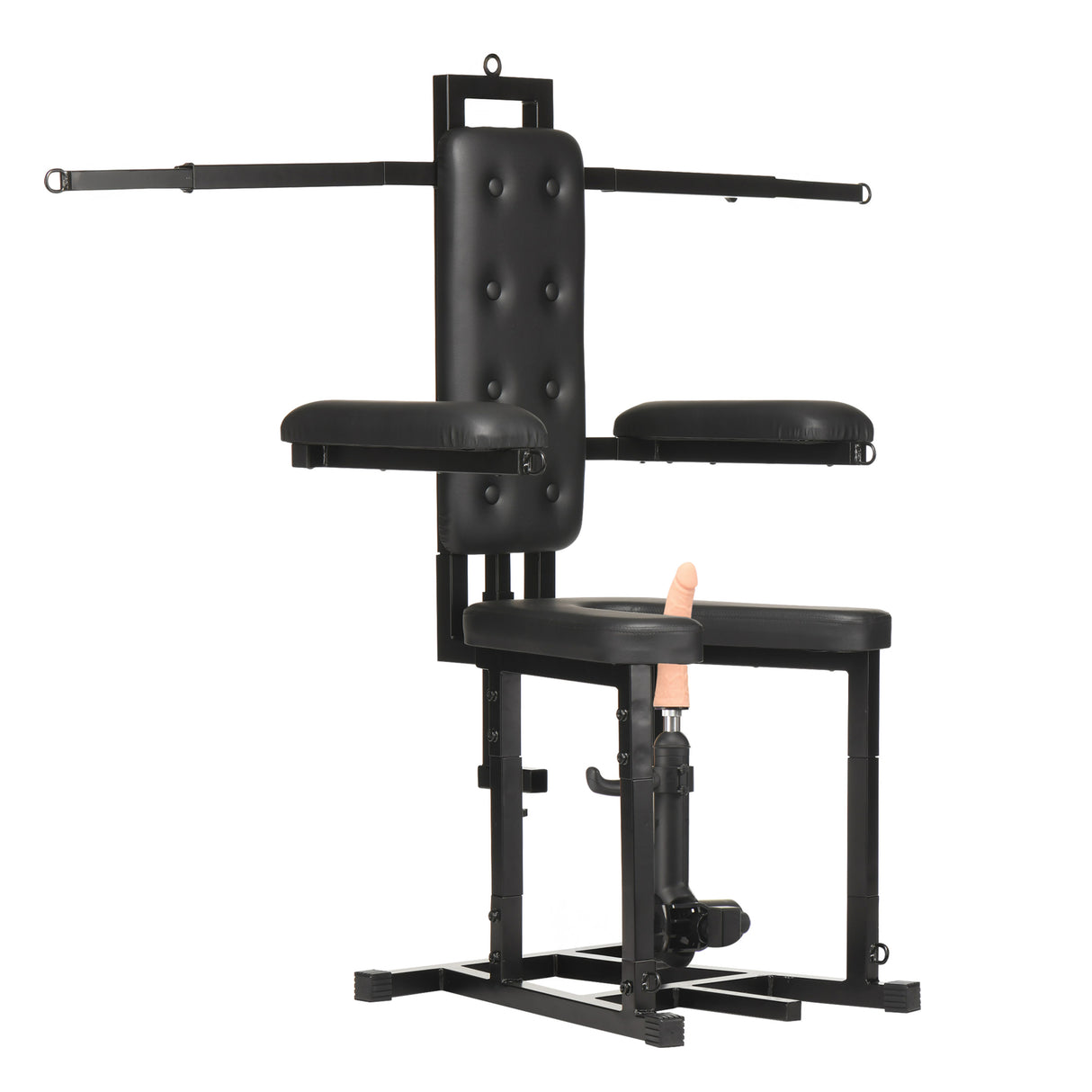 Enforcer Bondage Chair with Sex Machine: rear view - BDSM Authority