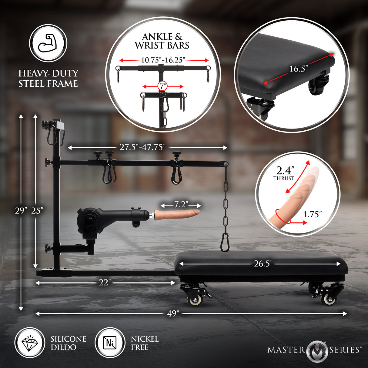Hog Tie Bondage Rack with Sex Machine interior detail - BDSM Authority