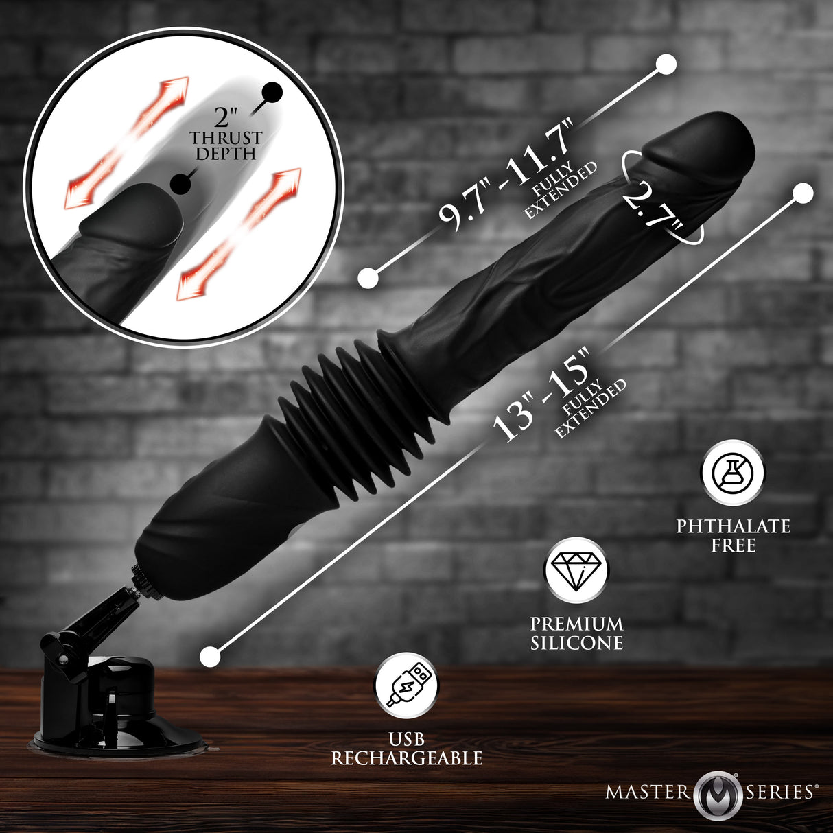 Double Pounder Silicone Vibrating Dildo Thruster - view 4