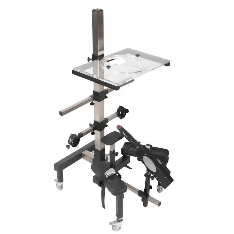 Adjustable kneeling position frame with ergonomic support and positioning structure for clinical use
