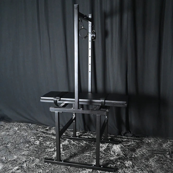 Adjustable Breeding Stand BDSM Positioning System, heavy-duty adjustable BDSM furniture featuring reinforced frame, padded supports, and secure multi-point restraint system for stable positioning and support.
