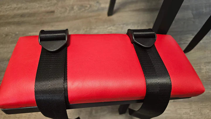 Adjustable Spanking Stand Bondage Table with arm rest, heavy-duty BDSM furniture featuring padded body support, adjustable armrests, and reinforced frame for secure positioning and stability.