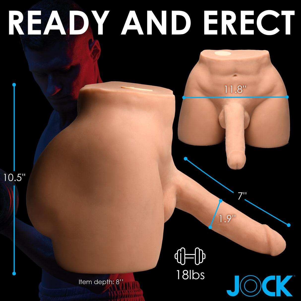 Auto-Squeezing and Vibrating Male Masturbator - side profile orientation view - BDSM Authority