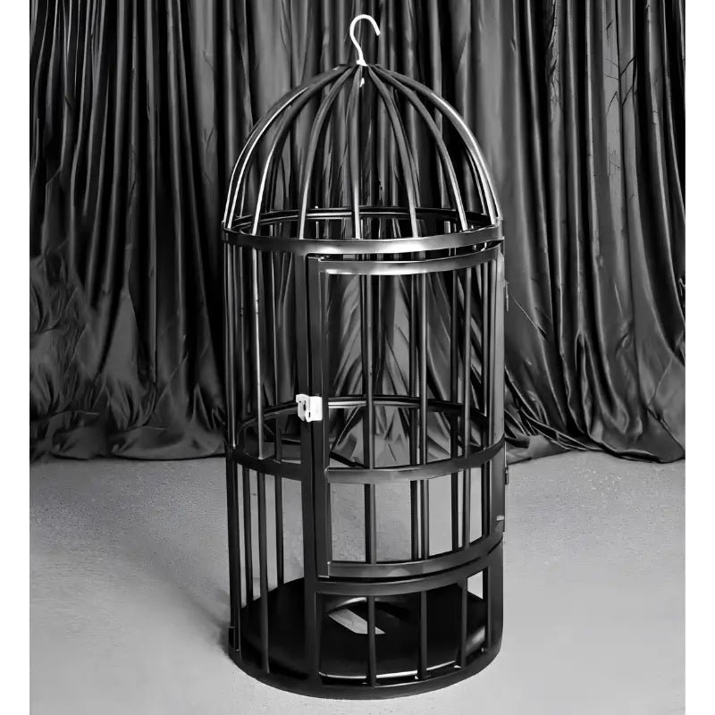 Heavy-duty BDSM birdcage with compact 118 cm vertical profile and reinforced steel containment frame, BDSM Authority