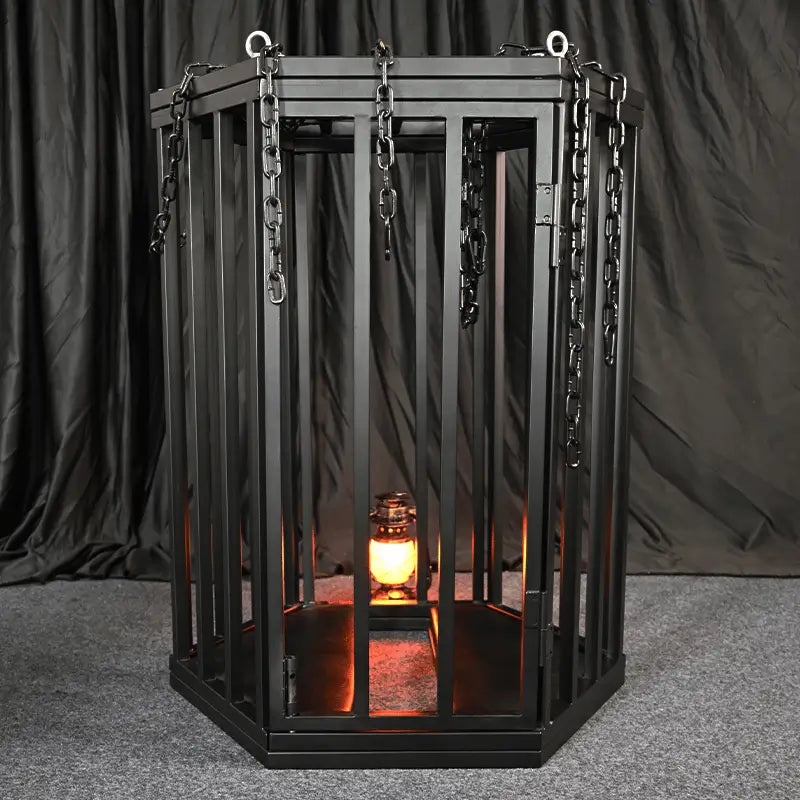 Heavy-duty hexagonal hanging cage HQJS-006 lifestyle scene featuring a durable industrial-style metal frame designed for decorative storage, display use, and modern interior or outdoor spaces.