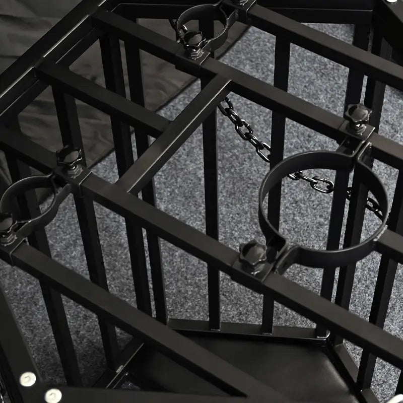 Heavy-duty hexagonal hanging cage HQJS-006 top view featuring a geometric hexagon metal structure with durable frame design for decorative storage and modern industrial display use.