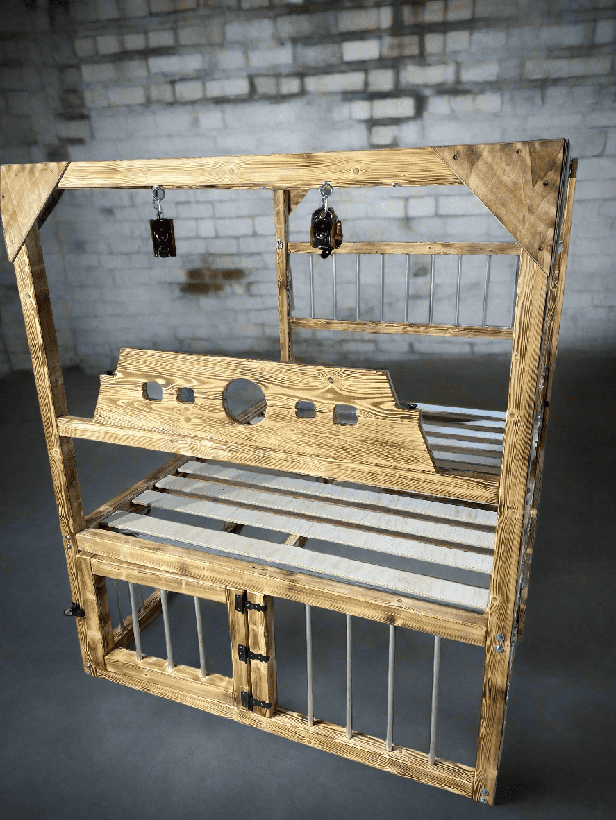 Queen Size BDSM Bed with Removable Cross – Elegant Dungeon Furniture for Passionate Play