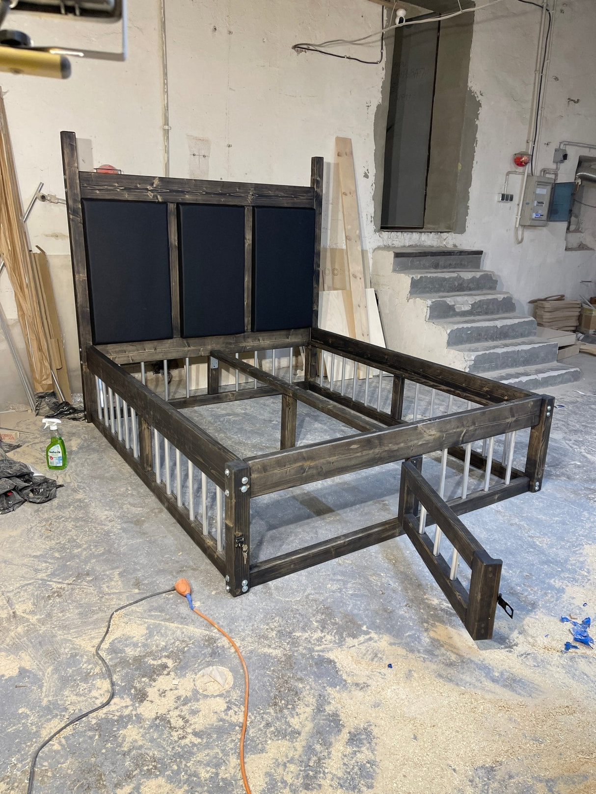 Handcrafted King Size BDSM Wooden Bed – Unique Restraining Options