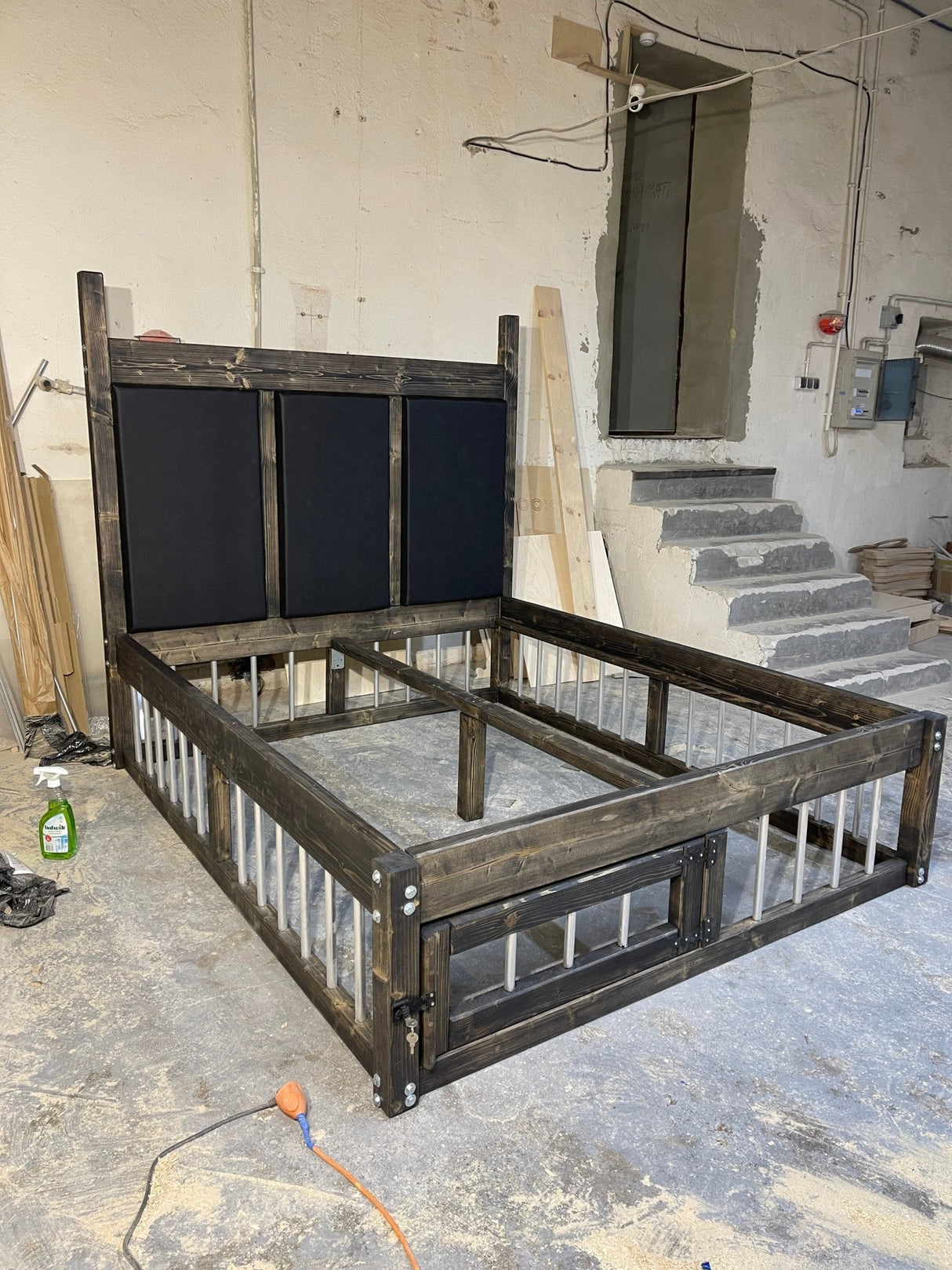 Handcrafted King Size BDSM Wooden Bed – Unique Restraining Options