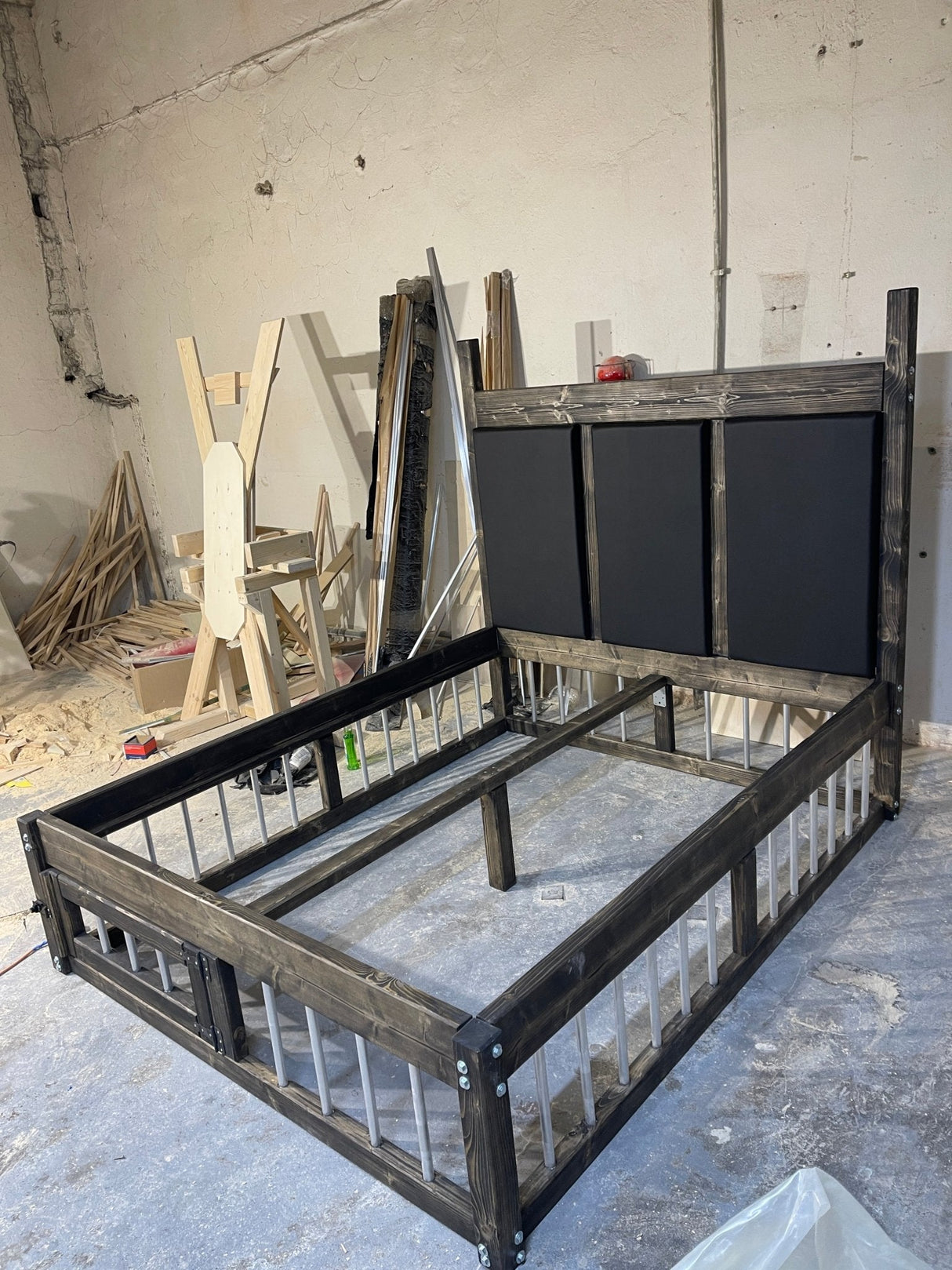 Handcrafted King Size BDSM Wooden Bed – Unique Restraining Options