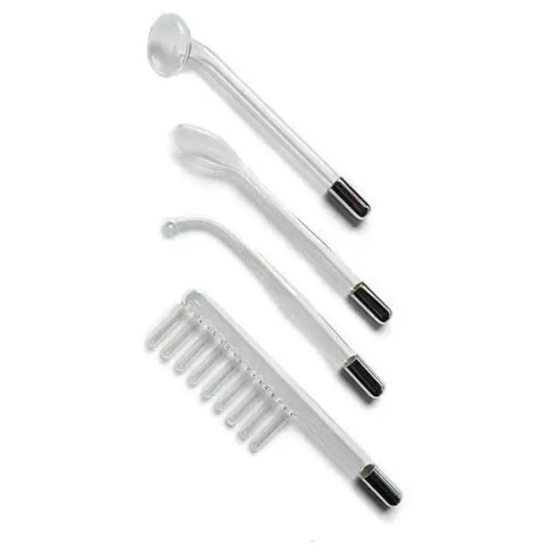 KinkLab Neon Wand Electrosex Kit with White Handle and Red Glass Electrodes, Violet Wand Electro Stimulation Set for Sensation Play