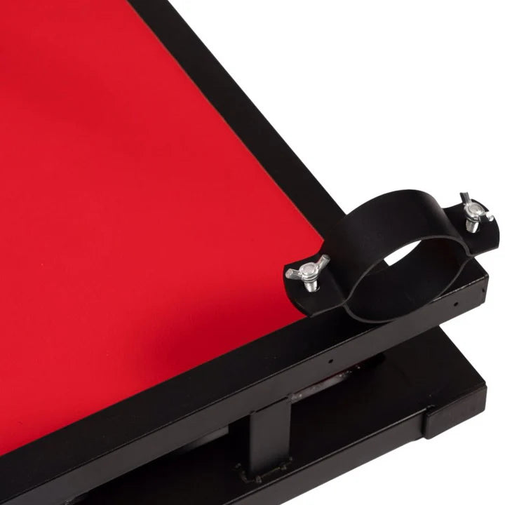 Kneeling Restraint Platform with left-hand restraint, heavy-duty adjustable BDSM furniture featuring reinforced frame, padded kneeling support, and secure wrist restraint points for stable positioning and controlled support.