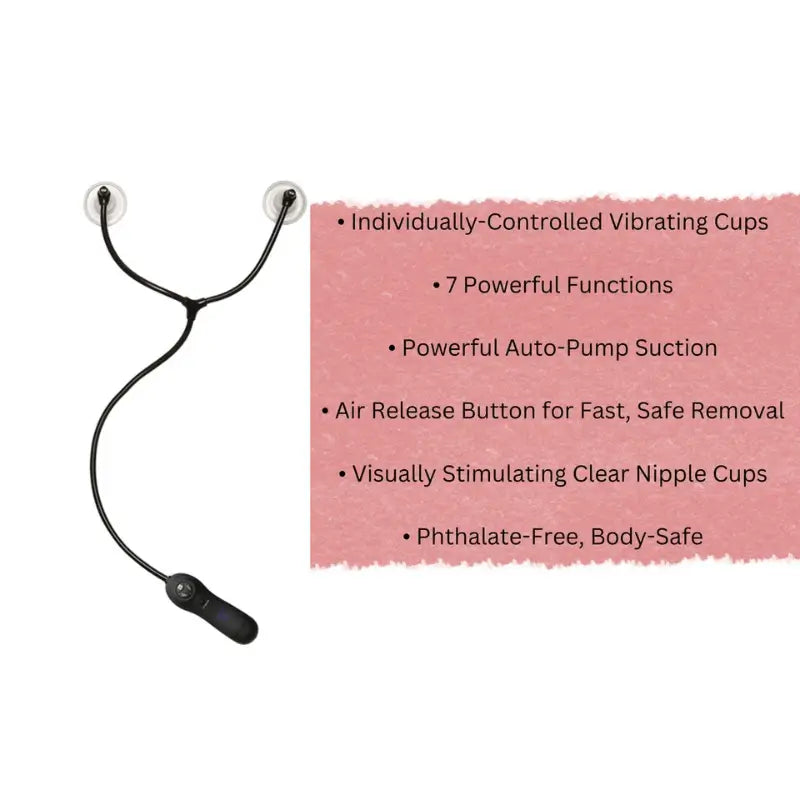 Merci Swell Auto Vibrating Nipple Sucker Cups in Black with Hands-Free Suction and 7 Vibration Functions