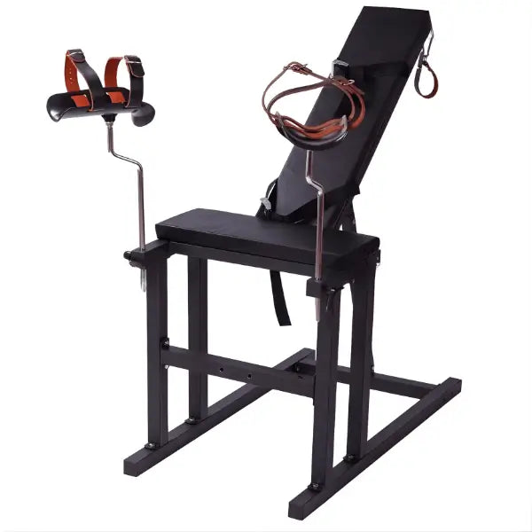 Multi-position restraint chair for full-body control and precision access front view showing reinforced frame, adjustable structure, and secure positioning design