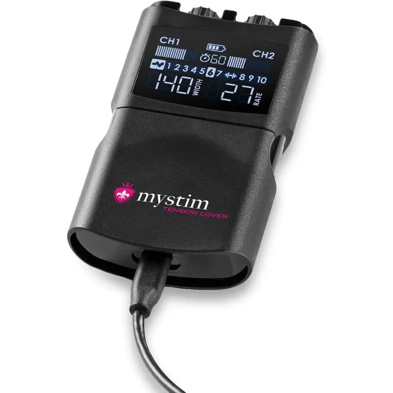 Mystim Tension Lover 2 E-Stim Power Unit, Dual-Channel Estim Powerbox with 7 Programs, Electrodes and USB-C Charging