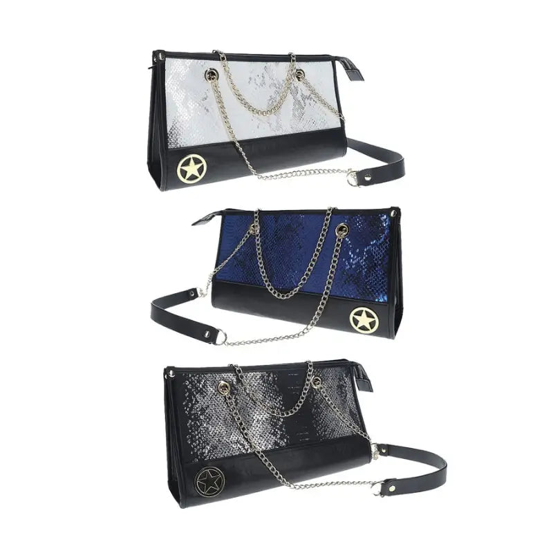 Ouch! International Florence Collection 8-Piece Bondage Kit with Iridescent Handbag, Collar, Cuffs, Flogger and Vibrating Bullet