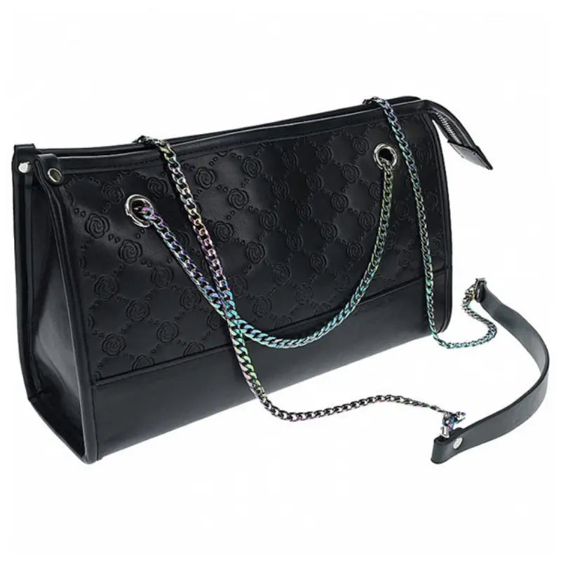 Ouch! International Venice Collection 8-Piece Bondage Kit with Iridescent Handbag, Collar, Cuffs, Flogger and Vibrating Bullet