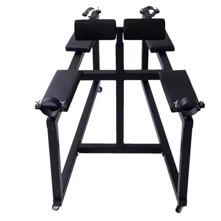 Penalty Goat Restraint Bench, heavy-duty padded BDSM furniture with reinforced frame and adjustable restraint points designed for secure positioning and support during adult bondage use.