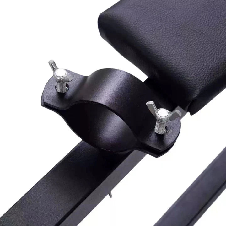 Penalty Goat Restraint Bench restraint view, heavy-duty padded BDSM bench with reinforced frame and adjustable restraint points designed for secure positioning, stability, and support.