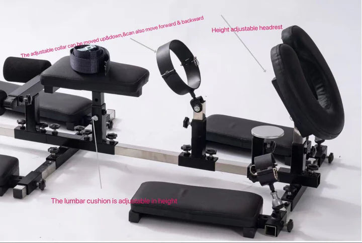 Portable Doggy Style Restraint Platform with specifications – compact BDSM furniture featuring sturdy frame construction, adjustable restraint points, portable lightweight design, and stable support structure for secure positioning in adult setups.