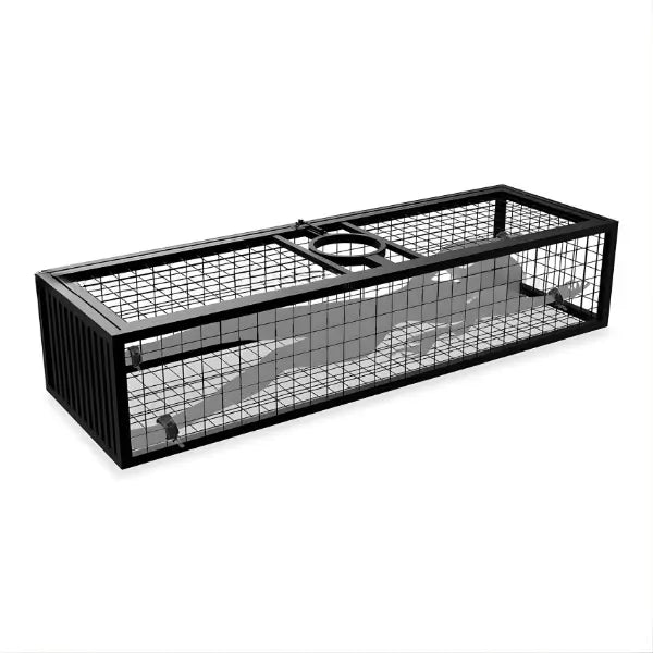 Sleeping and standing confinement cage system, horizontal view, durable steel frame enclosure with adjustable multi-position design