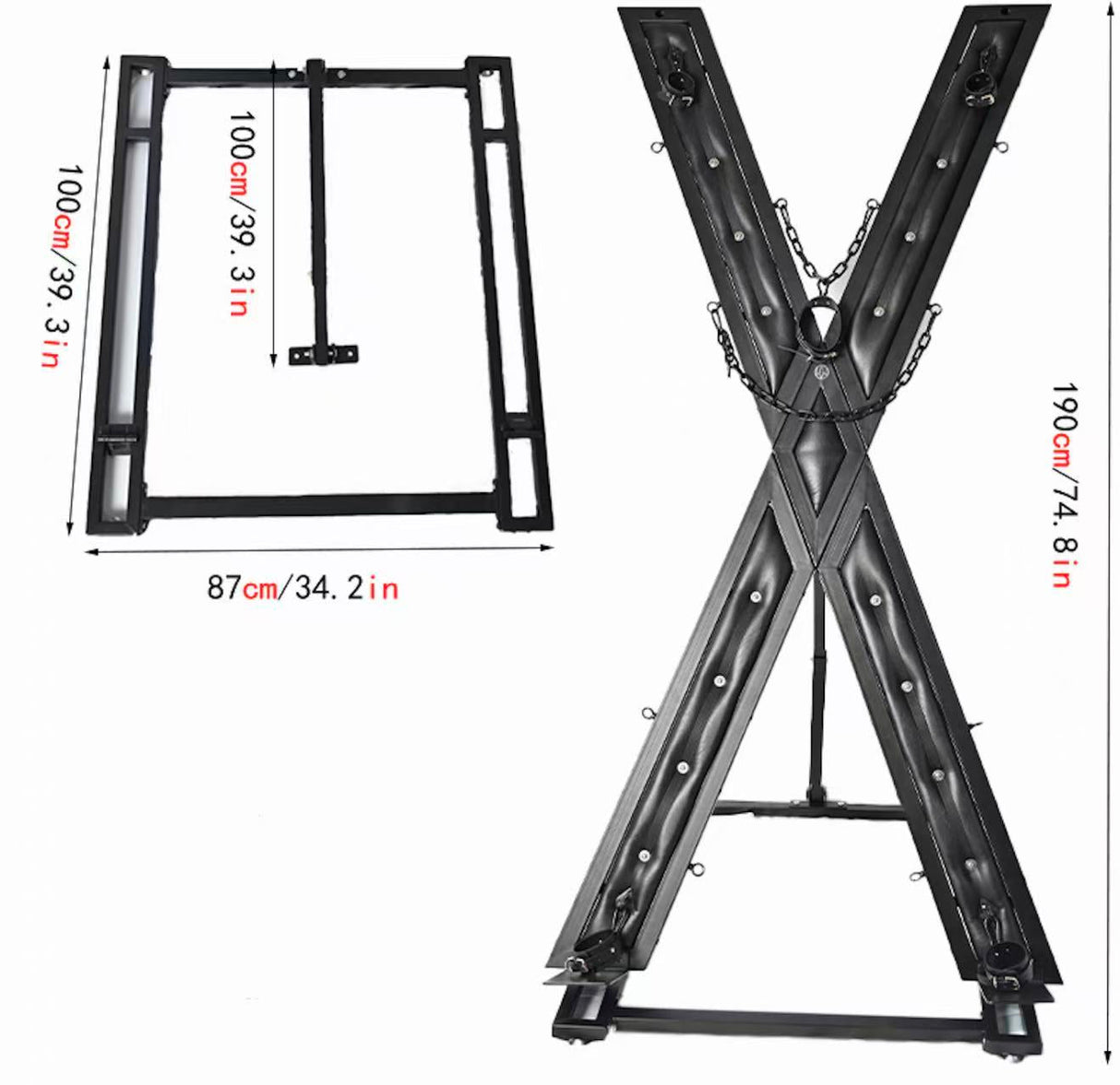 Elegant Noir St. Andrew's cross restraint point and hardware detail - BDSM Authority