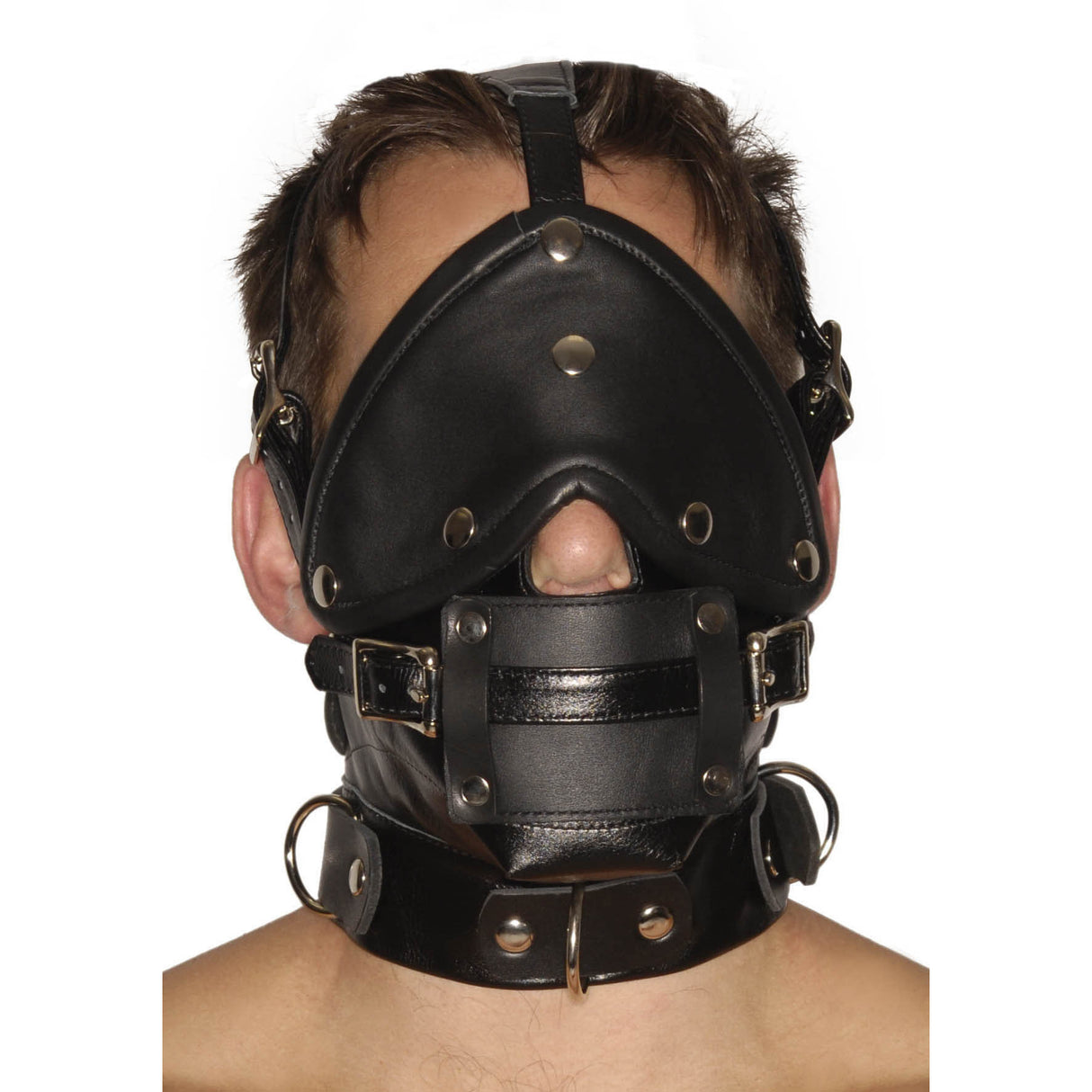 Premium BDSM Muzzle Mask with Detachable Blindfold and Two Interchangeable Gags main view