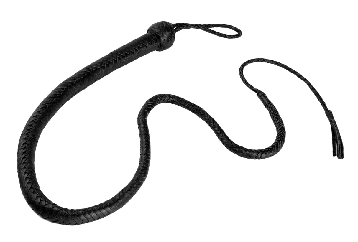 Full length view of the Strict Leather 4 Foot braided leather whip - BDSM Authority