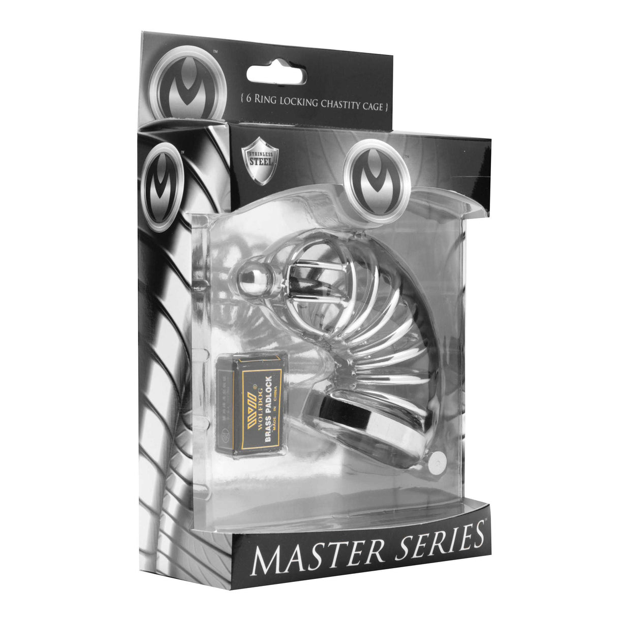 Asylum 6 ring locking chastity cage packaging - BDSM Authority