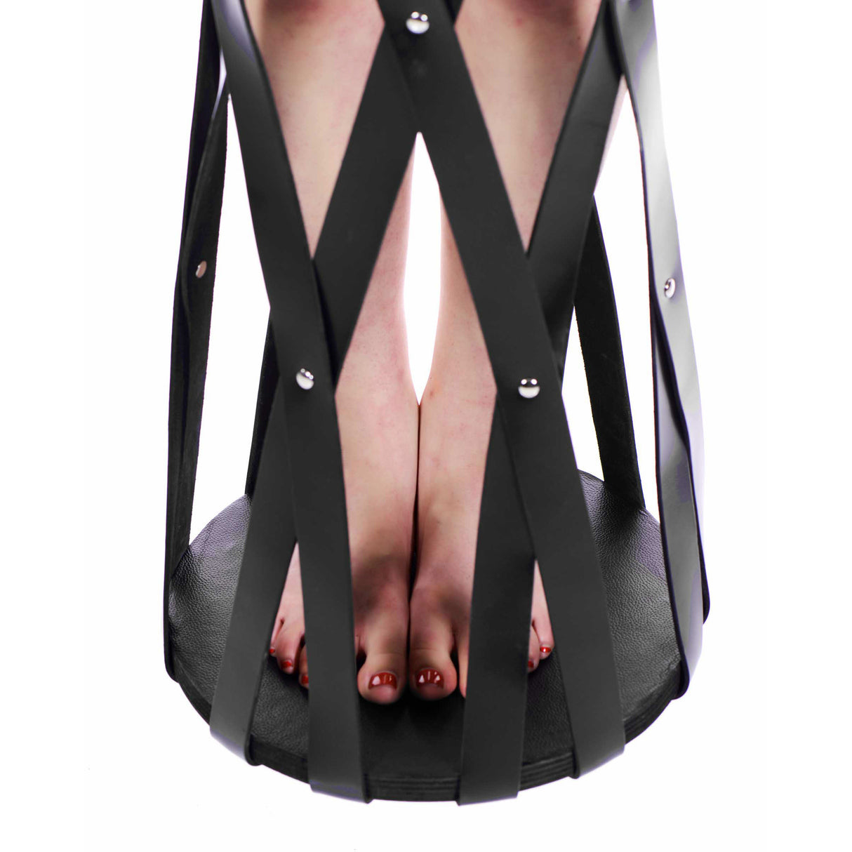 Bondage cage rear and seat strap detail closeup - BDSM Authority