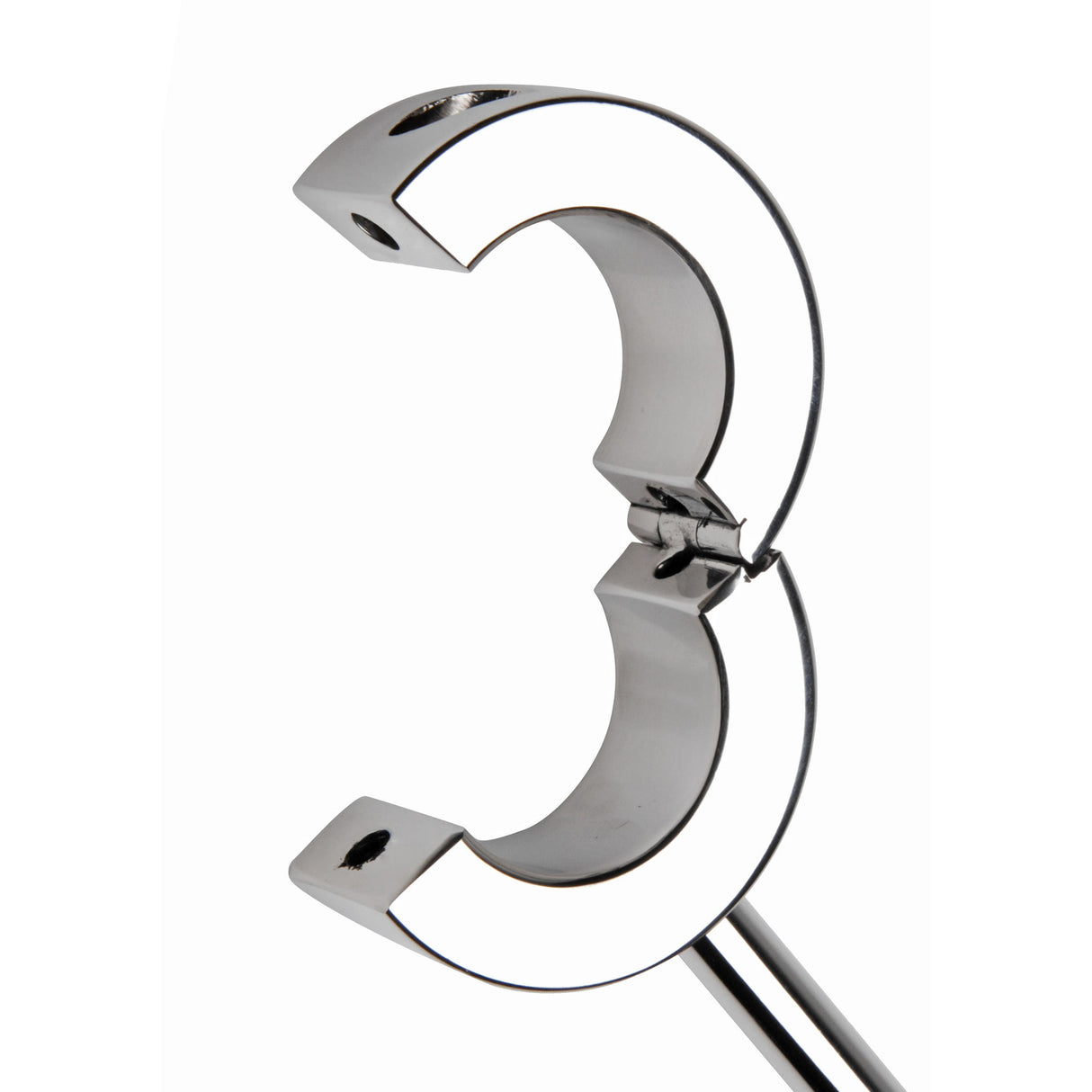 Locking mounted CBT scrotum cuff open view - BDSM Authority