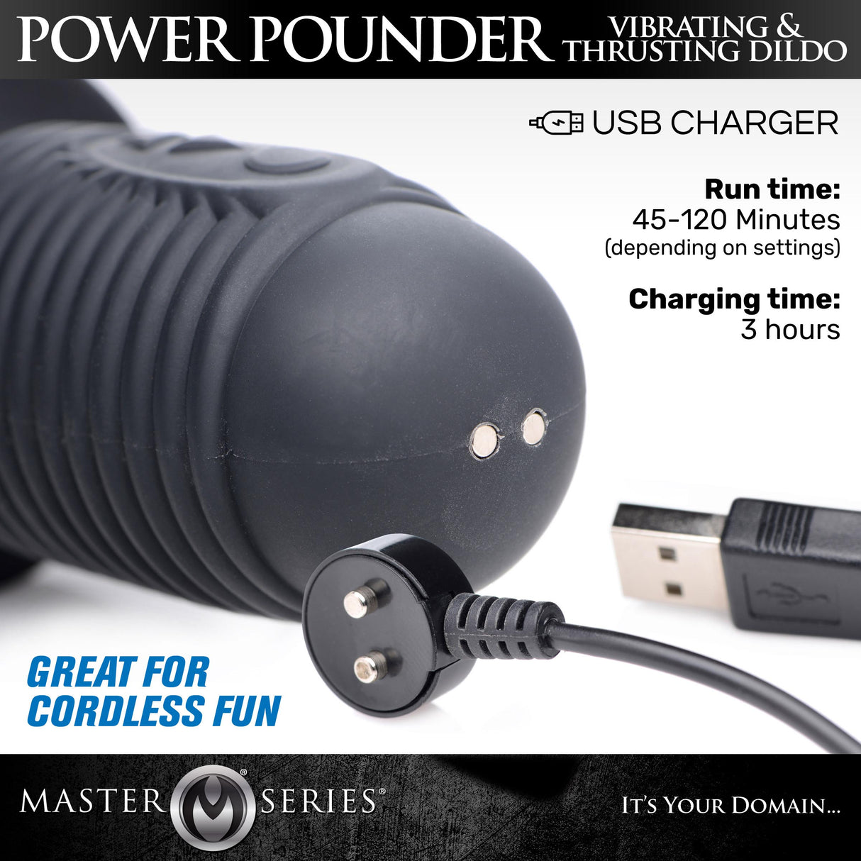 Power Pounder Vibrating and Thrusting Silicone Dildo Black - view 5