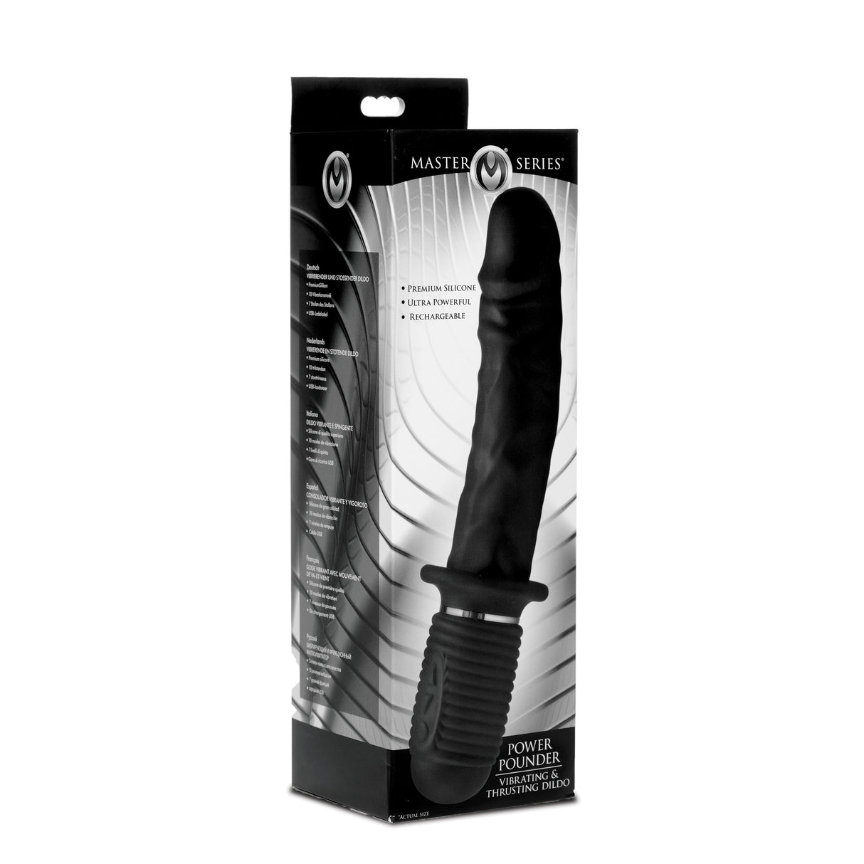 Power Pounder Vibrating and Thrusting Silicone Dildo Black - view 6