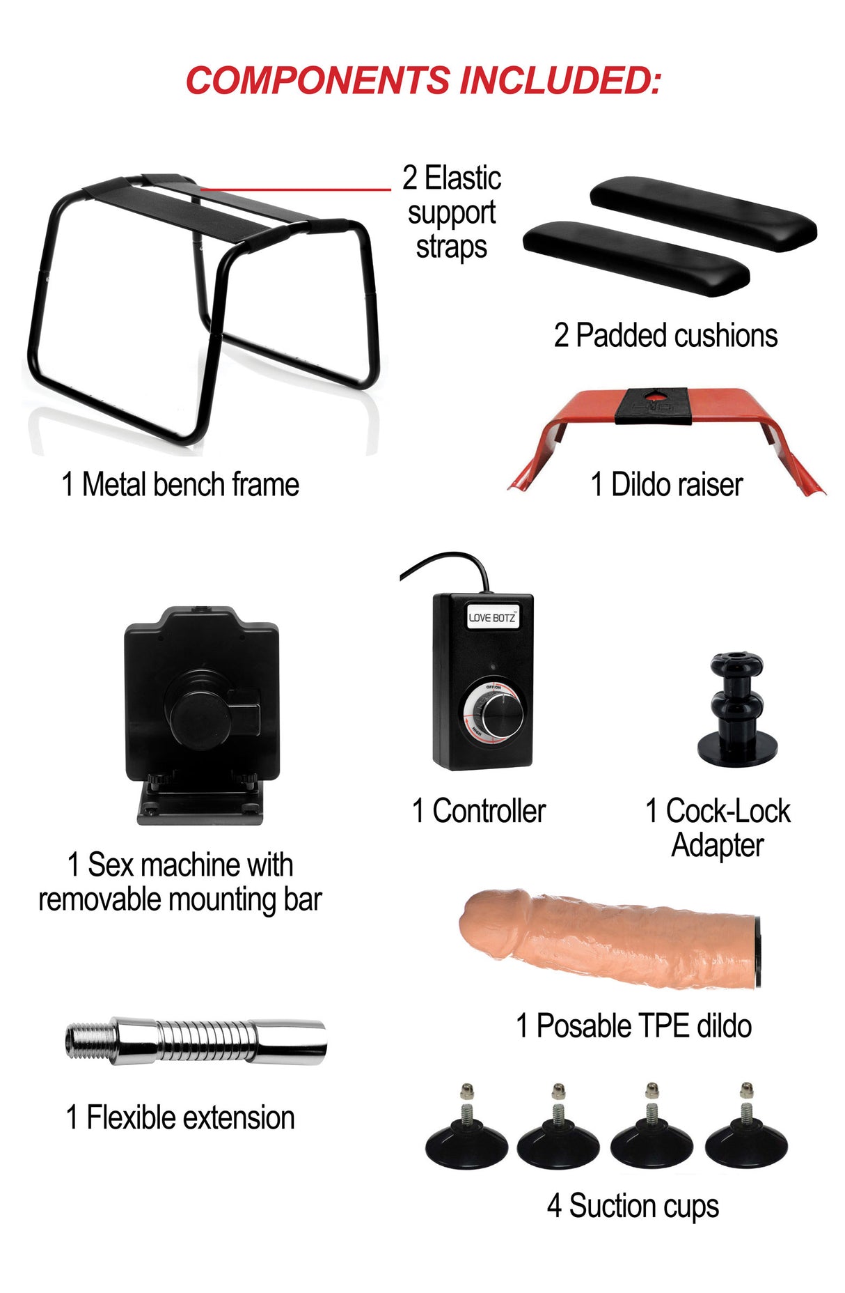 4-in-1 Sex Machine Bondage Bench with Thrusting Machine: rear view - BDSM Authority