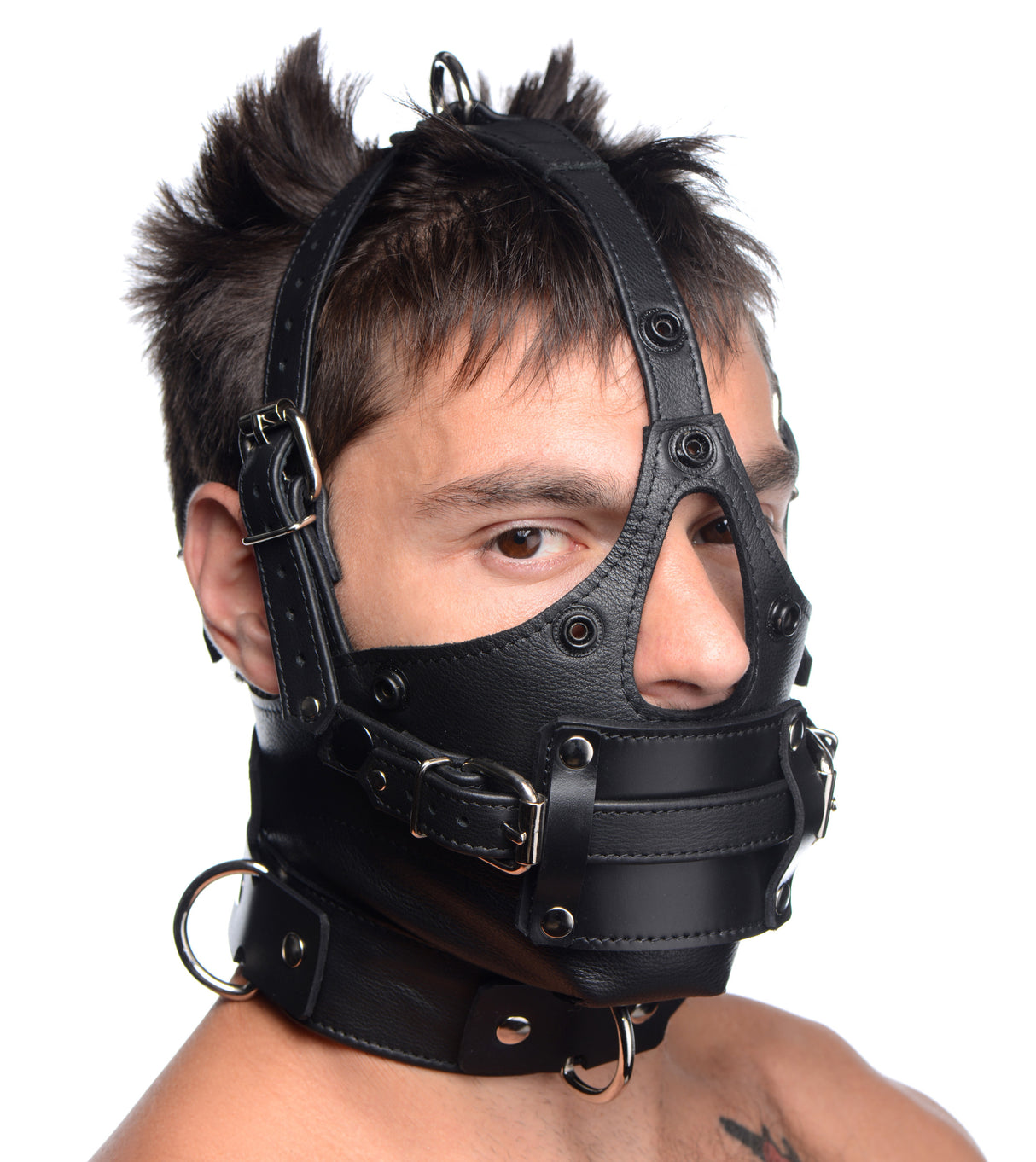 Leather Head Harness detail view 3 - BDSM Authority