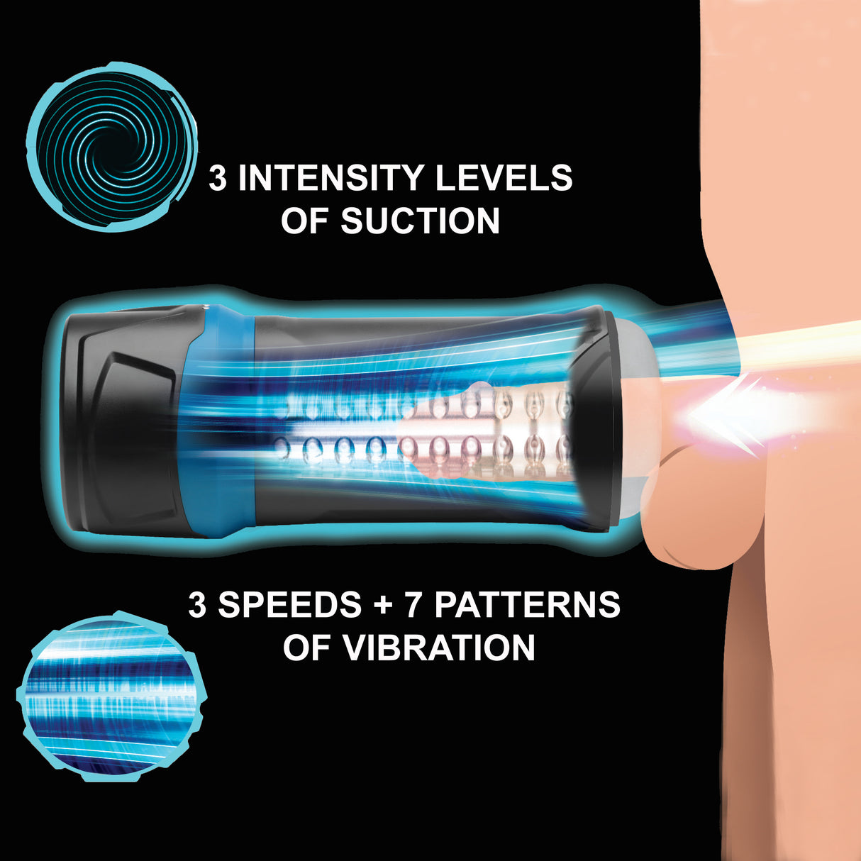 The Milker Intense 13X sucking masturbator with labeled manual and tornado buttons - BDSM Authority