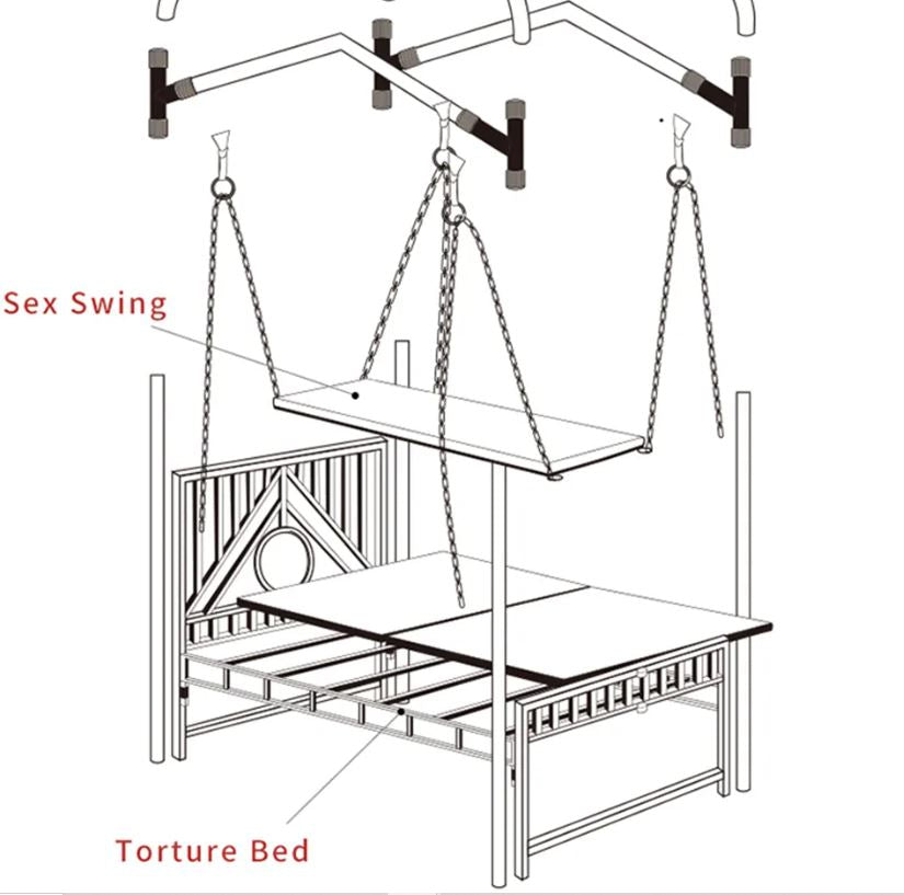 BDSM Sex Room Torture Bed With Sex Swing